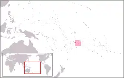 Karte von Ozeanien mit eingezeichneter Lage von Amerikanisch-Samoa