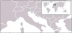 Kartenausschnitt Europas mit eingezeichneter Lage von San Marino