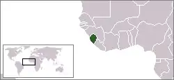 Bild von Westafrika mit eingezeichneter Lage von Sierra Leone
