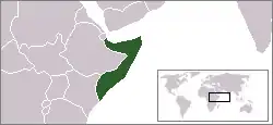 Bild von Ostafrika mit eingezeichneter Lage von Somalia