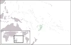 Karte von Ozeanien mit eingezeichneter Lage von Tonga