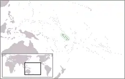 Karte von Ozeanien mit eingezeichneter Lage von Tuvalu