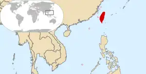 Karte Ostasiens mit hervorgehobener Lage von Taiwan
