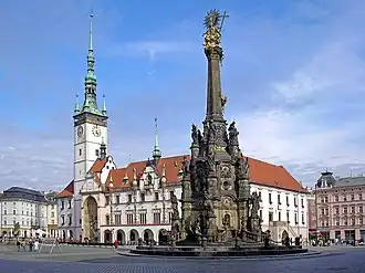 Pestsäule und Rathaus Olmütz