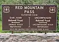 Schild auf dem Red Mountain Pass