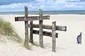 Wegeschild zur Lonzer Düne am Strand