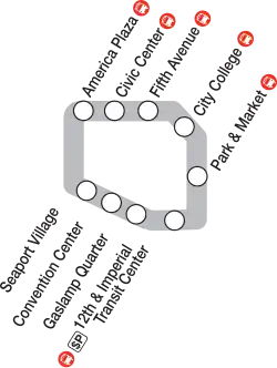 Linienplan der Museumsstraßenbahn Silver Line