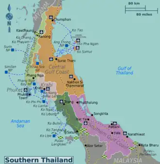 Regionen Südthailands