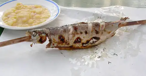 Steckerlfisch mit Katoffelsalat