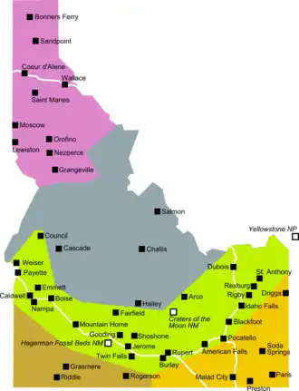 Die 5 Reiseregionen in Idaho