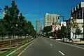 Das Ende des U.S. Highway 20 am Kenmore Square in Boston / Massachusetts