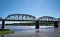 Die Union Pacific Missouri River Bridge nach Omaha / Nebraska