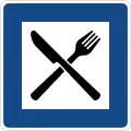Hinweissymbol auf eine Autobahn-Raststätte