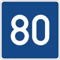 die Richtgeschwindigkeit kann durchaus auch mal geringer sein, hier 80 km/h, erkennbar ist das Schild an der eckigen Form